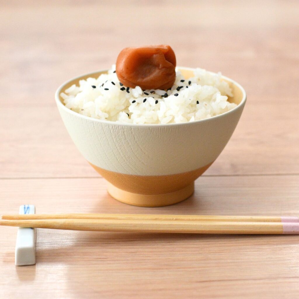 ここちのくらし雑貨店の茶碗に白ごはんを盛り付けた写真