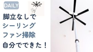 吹き抜けの窓とシーリングファン掃除が自分でできたことを伝えるアイキャッチ画像