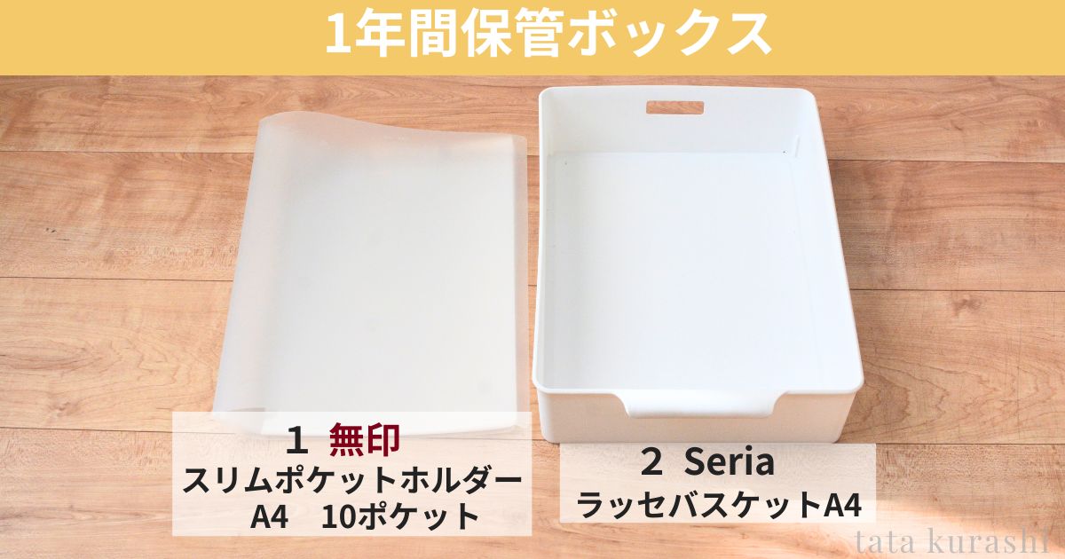 無印スリムポケットホルダーとセリアラッセバスケット医療費領収書保管ボックス