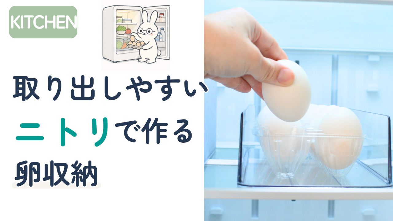 ニトリの卵ケースを冷蔵庫に入れて取り出している様子